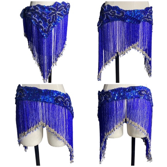 Women Belly Dance Clothing Accessories Teardrop Paillettes Fringe Wrap Sequins - Picture 7 of 11
